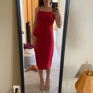 Hello Molly DEAR EMILIA Have The Last Dance Midi Dress Red, Size S